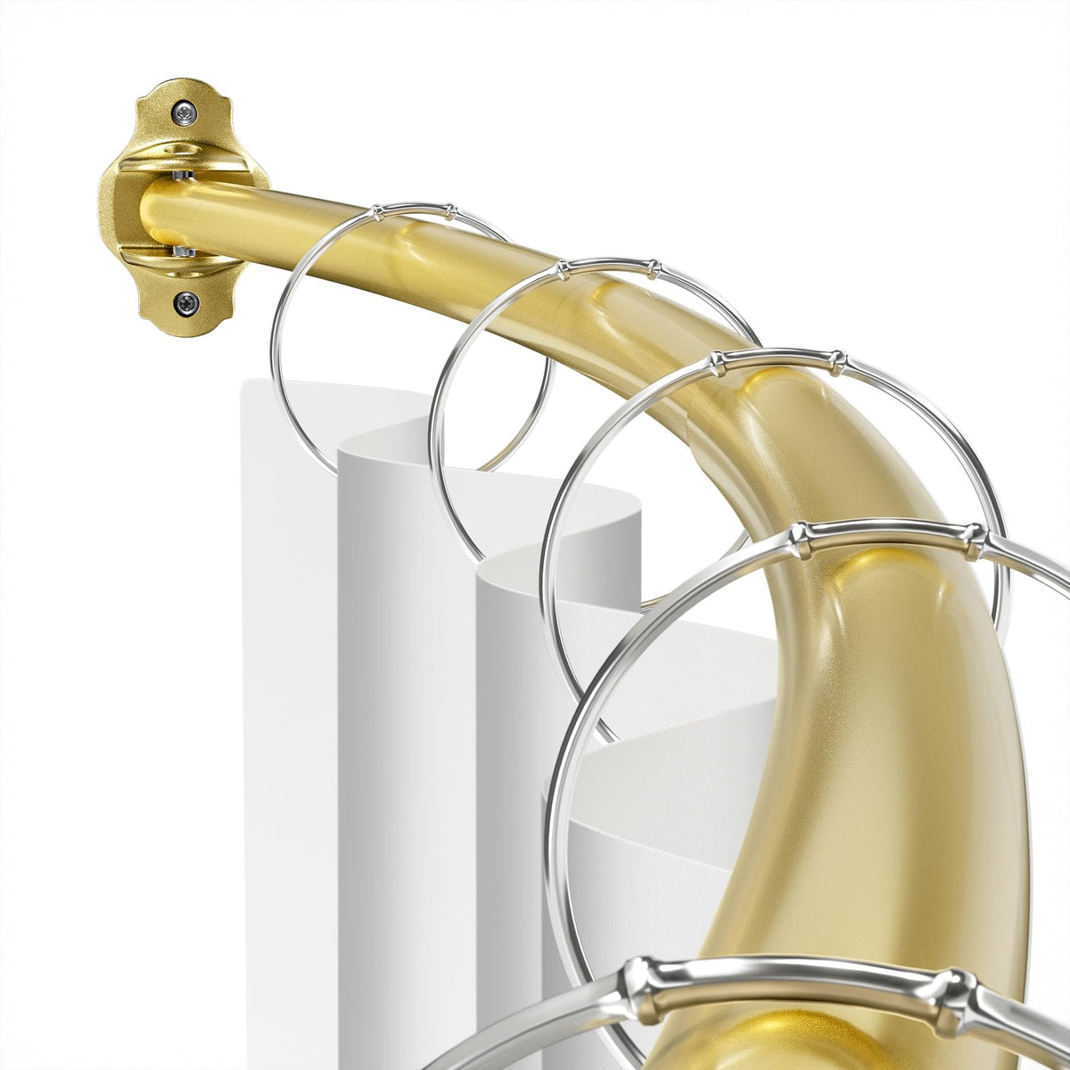 Mcrbeay Curved Shower Curtain Rod, Stainless Steel, Adjustable 40-72 inch