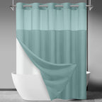 SORTTO Ringless Slub Shower Curtain with Snap in Liner, 71x74, Black