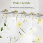 Gold Shower Curtain Hooks, Amazer Shower Curtain Rings Hooks, 12 Pcs Stainless Steel Shower Hooks for Shower Curtain, Rust Proof Shower Curtain Hooks, Shower Hooks for Curtain Bathroom
