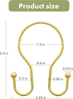 AmazerBath Shower Curtain Hooks Gold Shower Curtain Rings, Simple Double Hook Shower Curtain Hooks Rust Proof, Metal Smooth Shower Hooks for Shower Curtain Rod, 12 Pcs Shower Rod Hook Light Gold