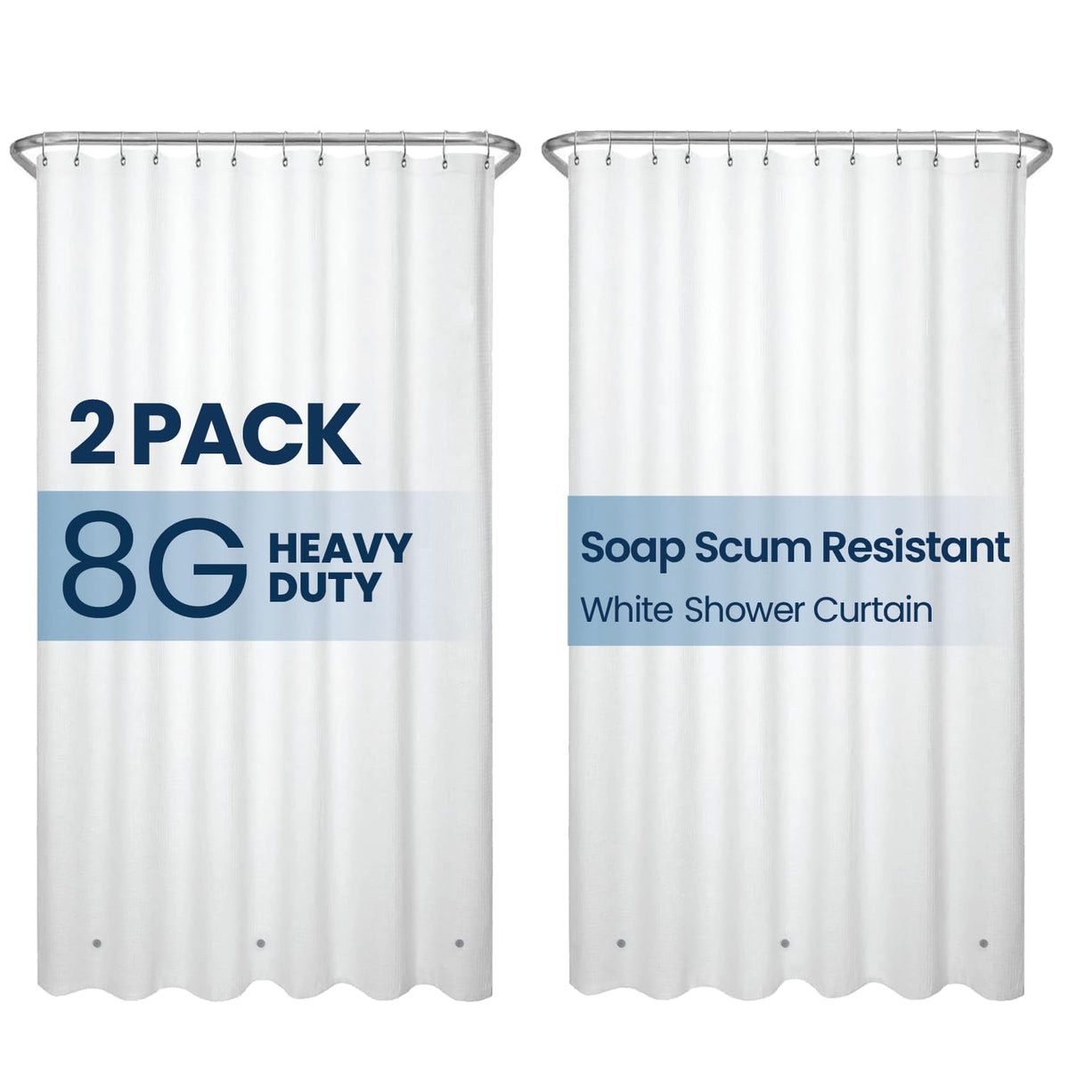 LiBa Shower Curtain PEVA 8G, 72x72 Inch Clear Pebbles with Magnets