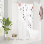 Gibelle 3 in 1 Sage Green Watercolor Floral Shower Curtain Liner Set, 72x72
