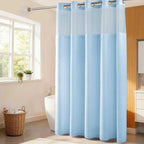 River Dream Cotton Blend Fabric Shower Curtain Set with Liner, White, 54x80