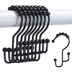 Shower Curtain Rings, SUTINE Double Shower Curtain Hooks, Rust-Resistant Stainless Steel Shower Curtain Rings, Easy Sliding Metal Shower Hooks for Shower Curtains & Liners, 12pcs-Matte Nickel