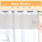 RiverDream Heavyweight Waffle No Hook Shower Curtain with Liner,White,71x74