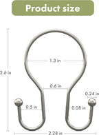AmazerBath Shower Curtain Hooks Brushed Nickel Shower Curtain Rings, Simple Double Hook Shower Curtain Hooks Rust Proof, Smooth Glide Metal Shower Hooks for Shower Curtain, 12Pcs Shower Rod Hooks