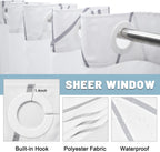 LXBNI Ringless Shower Curtain with Snap-in Liner, Gray White, 71 x 74 Inch