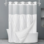 LXBNI Ringless Shower Curtain with Snap-in Liner, Gray White, 71 x 74 Inch