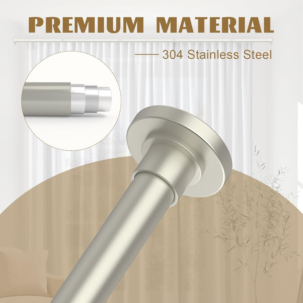 GXOACKJ Brushed Nickel Shower Curtain Rods - 31-80 Inch Spring Tension Shower Rods for Bathroom, Adjustable, No Drilling, No Rust, Stainless Steel