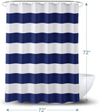 AmazerBath Navy Blue Shower Curtain Stripes, 72" W x 72" H Blue and White Shower Curtain, Fabric Shower Curtains for Bathroom with 2 Heavy Stones, Water Repellent