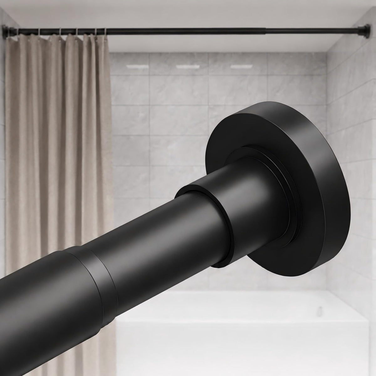 ALLZONE Tension Shower Curtain Rod, 29-84 In, Spring Loaded Curtain Rod