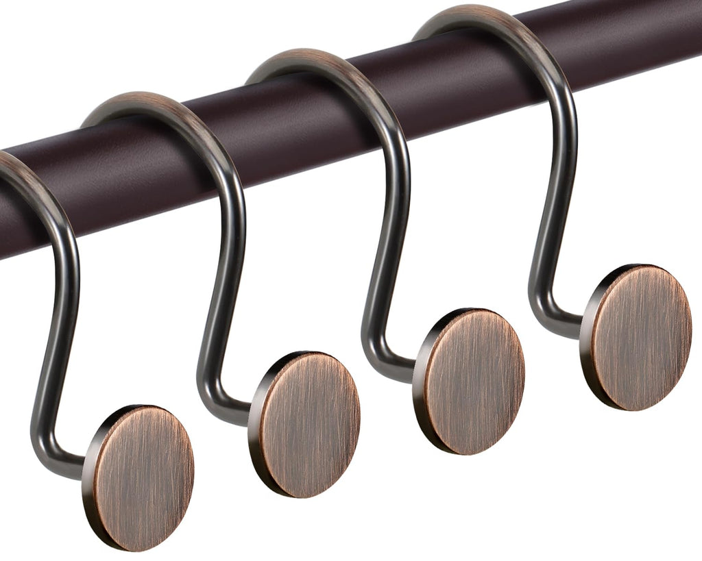 CHICTIE Black Shower Curtain Hooks, 12 Pieces, Metal, Shower Curtain Rings, Modern Decorative Design