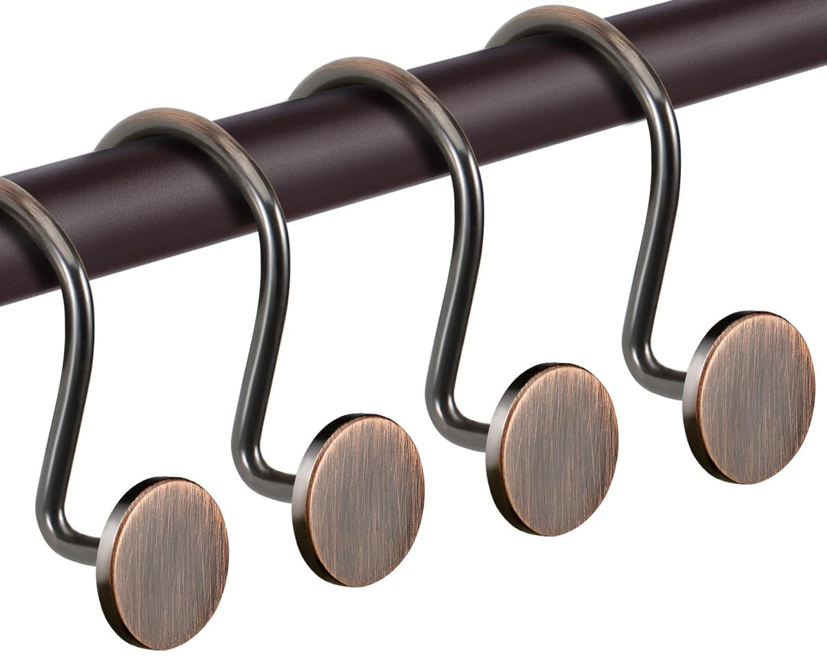 CHICTIE Black Shower Curtain Hooks, 12 Pieces, Metal, Shower Curtain Rings, Modern Decorative Design