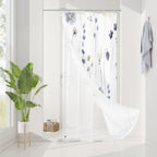 Gibelle 3 in 1 Sage Green Watercolor Floral Shower Curtain Liner Set, 72x72