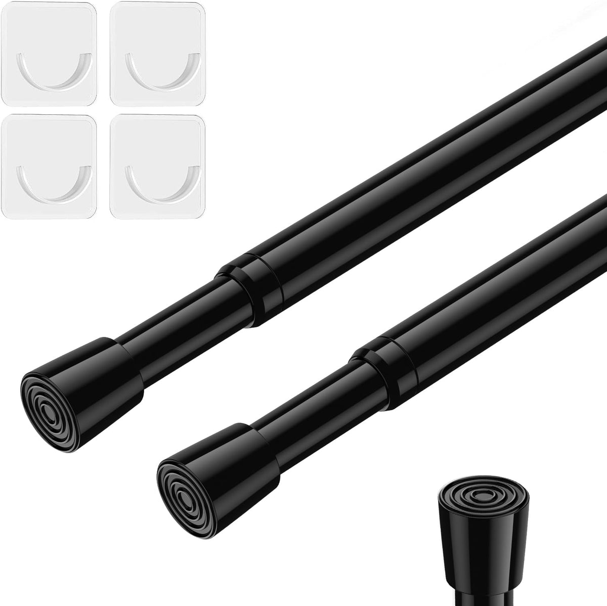AIZESI 2Pcs Spring Tension Curtain Rods, Adjustable 26-39 Inch, White