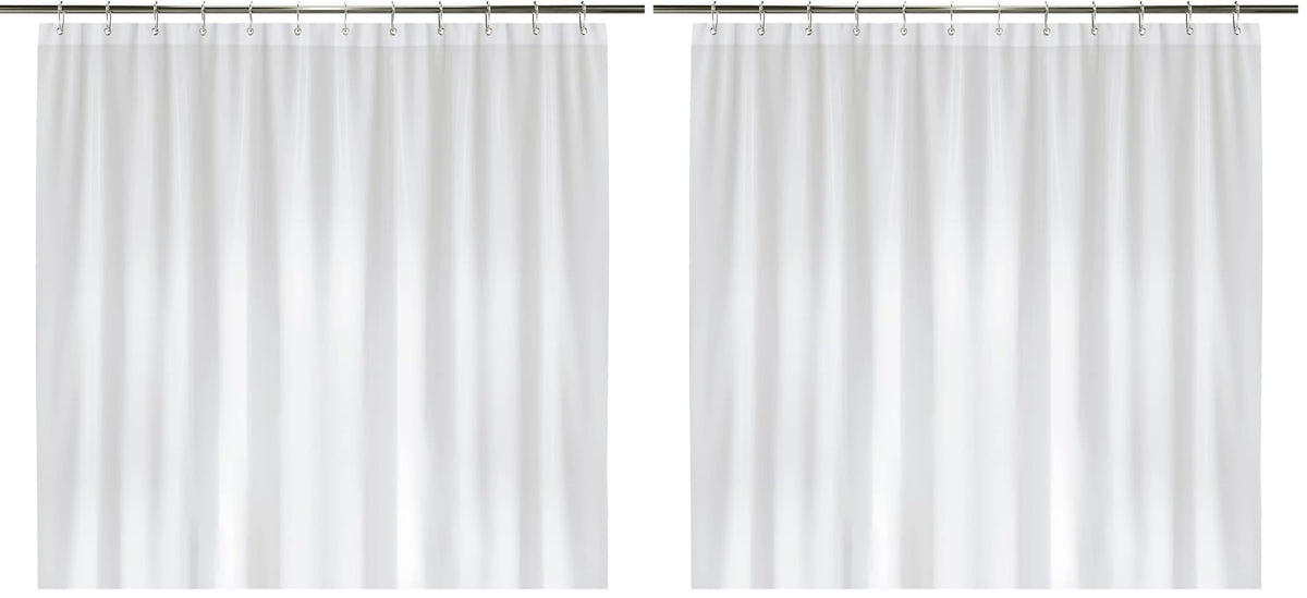 LiBa White Fabric Shower Curtain 72x72 Waterproof Heavy Duty Liner