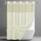 SORTTO Ringless Waffle Shower Curtain with Snap in Liner Set, 71x74, White
