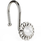 Nickel Shower Curtain Hooks Rings, Decorative Shower Curtain Hangers, Heavy Duty Metal Shower Rings, Sunflower Shower Hooks for Shower Curtain Rod and Liner, Bathroom Curtain Hooks, Set of 12
