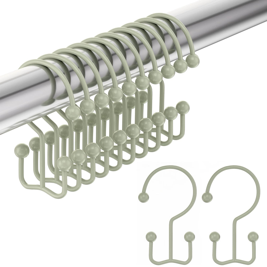 Amazer Decorative Shower Curtain Hooks, Shower Curtain Hooks Rust Proof Stainless Steel Shower Curtain Hooks, Shower Hooks for Shower Curtain Bathroom 12PCS, Matte Nickel