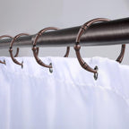 Shower Curtain Hooks, Rustproof Decorative Shower Curtain Rings Metal Round Shower Hooks for Bathroom Shower Rod, 12 Pack (Oil Rubbed Bronze)