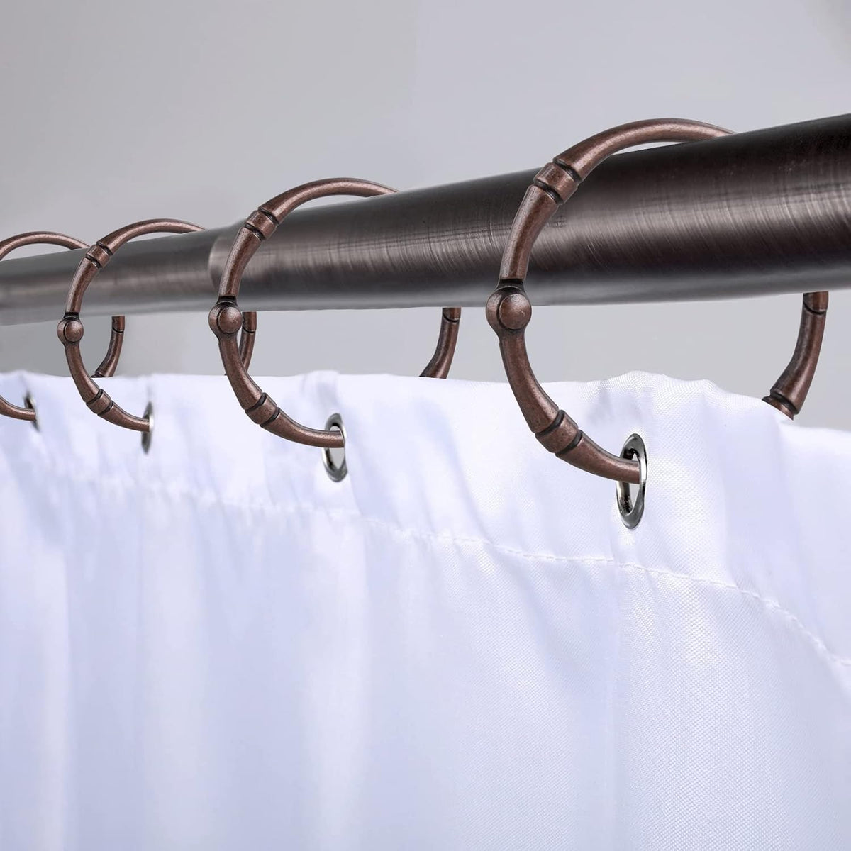 Shower Curtain Hooks, Rustproof Decorative Shower Curtain Rings Metal Round Shower Hooks for Bathroom Shower Rod, 12 Pack (Oil Rubbed Bronze)