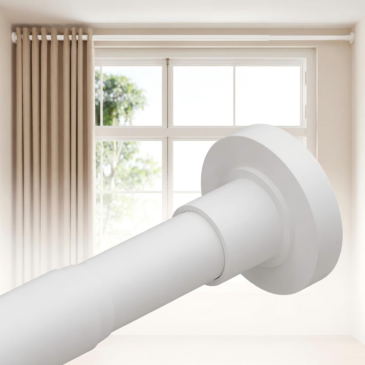 ALLZONE Tension Shower Curtain Rod, 29-84 In, Spring Loaded Curtain Rod
