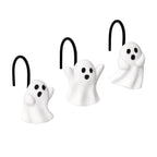 Sunlit Ghost Shower Curtain Hooks, Home Decorative Shower Curtain Rings for Bathroom, Halloween Shower Curtain Hangers Bathroom Accessories, Set of 12