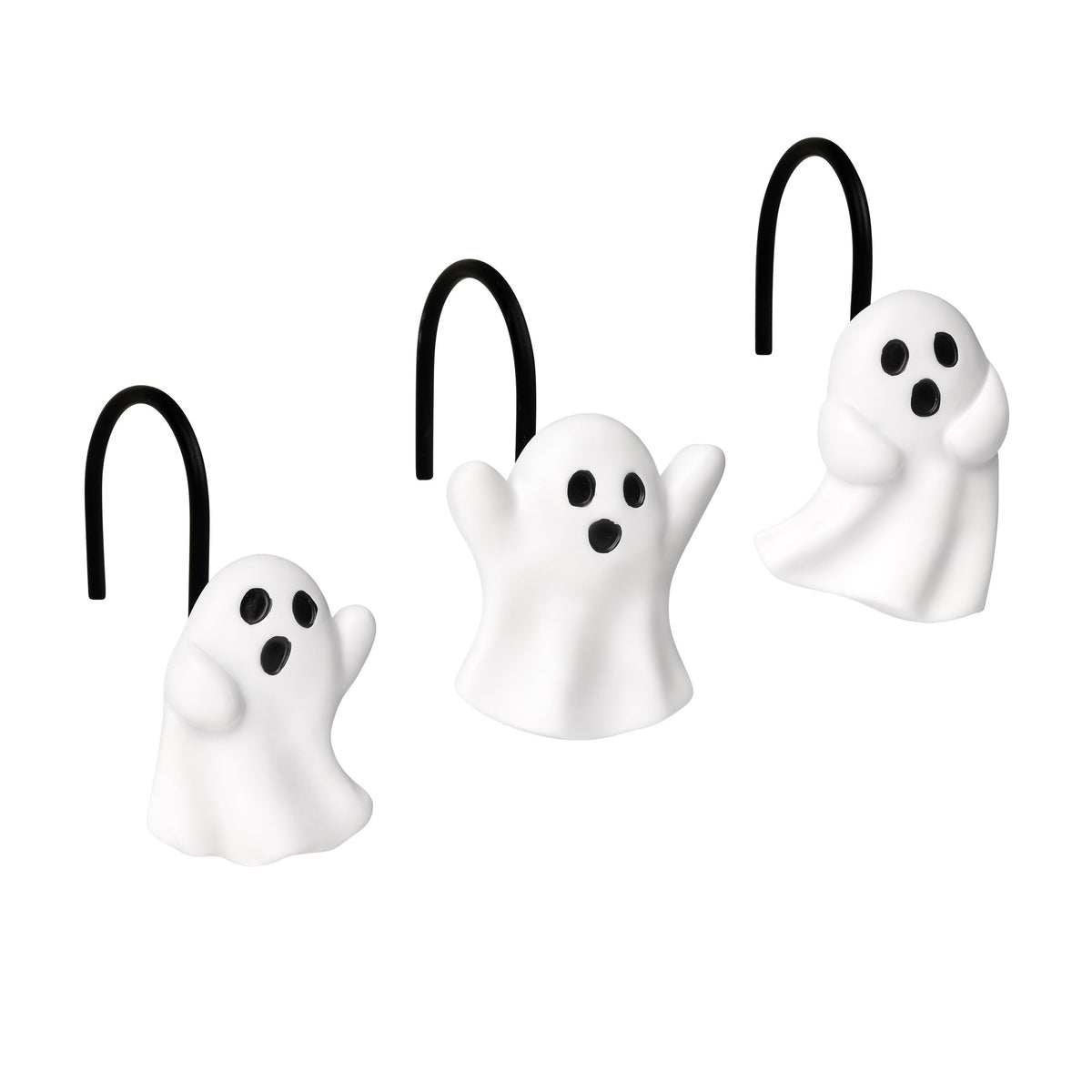 Sunlit Ghost Shower Curtain Hooks, Home Decorative Shower Curtain Rings for Bathroom, Halloween Shower Curtain Hangers Bathroom Accessories, Set of 12