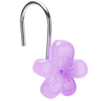 Flower Decorative Shower Curtain Hooks, Glow in The Dark, Set of 12, Pink