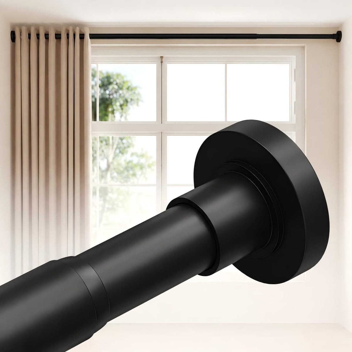 ALLZONE Tension Shower Curtain Rod, 29-84 In, Spring Loaded Curtain Rod