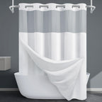 256GSM Heavyweight Ringless Waffle Shower Curtain with Liner, 71x74, White
