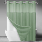 SORTTO Ringless Slub Shower Curtain with Snap in Liner, 71x74, Black