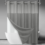 SORTTO Ringless Slub Shower Curtain with Snap in Liner, 71x74, Black
