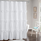 Homechoice Decor Camel Ruffle Shower Curtain 72" W x 72" H