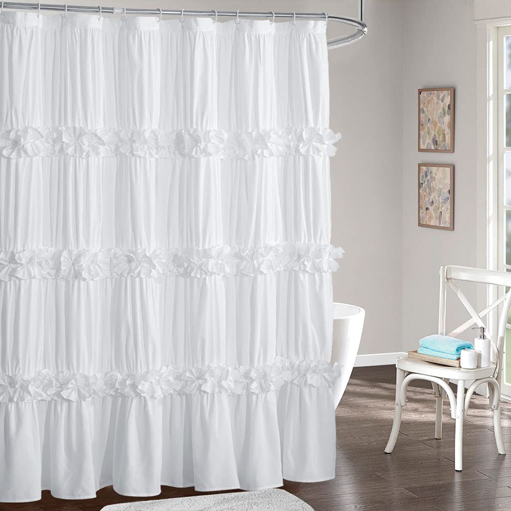 Homechoice Decor Camel Ruffle Shower Curtain 72" W x 72" H