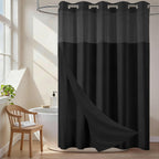 No Hook Shower Curtain and Liner Set, Ombre Black and White, 71x74