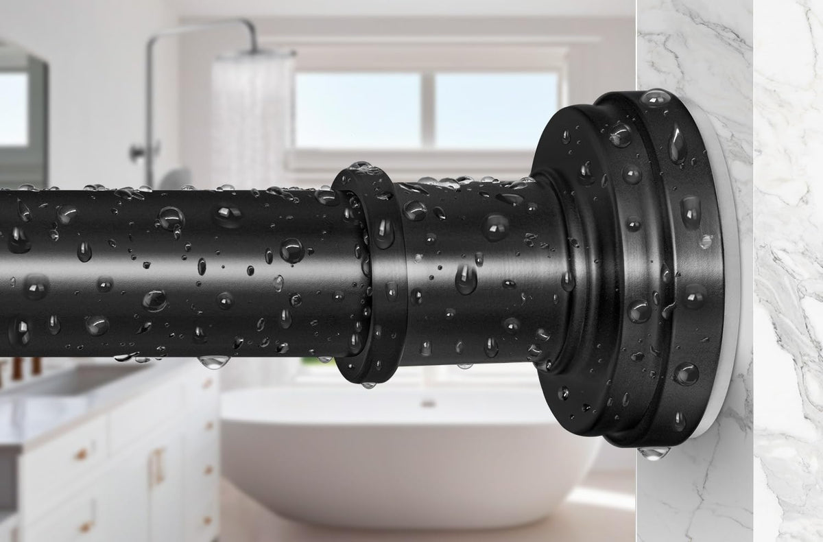 White Tension Shower Curtain Rod 36-84 Inch(3-7ft) Never Rust No Drilling Non Slip Spring Tension Shower Rod, Heavy Duty Tension Rod, Adjustable Curtain Rod for Bathroom Window Living Room