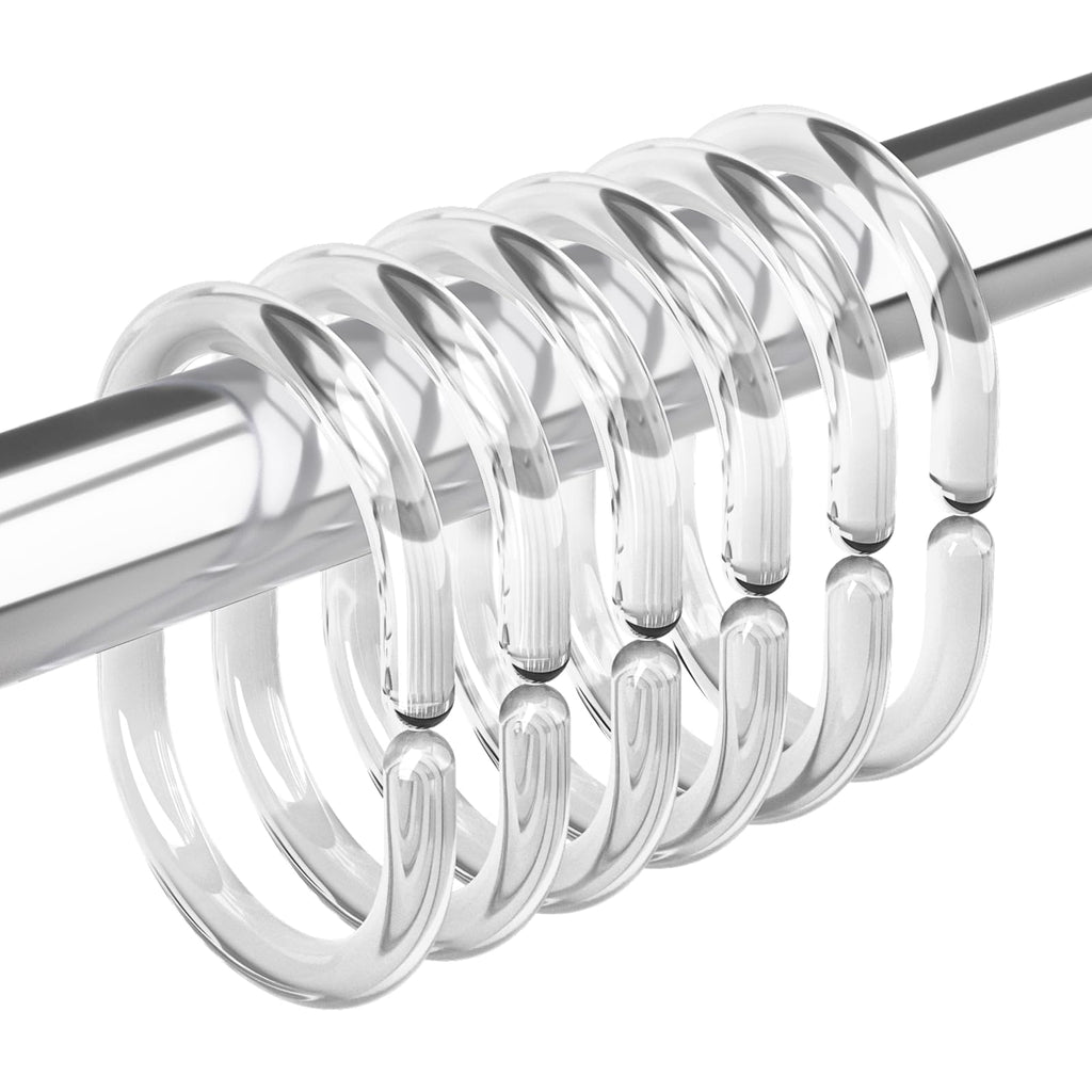Amazer White Shower Curtain Hooks Rings, 24 Pcs Plastic Shower Curtain Rings, Plastic Shower Curtain Hooks for Bathroom Shower Rod, White Shower Hooks Rings Loops for Shower Curtain