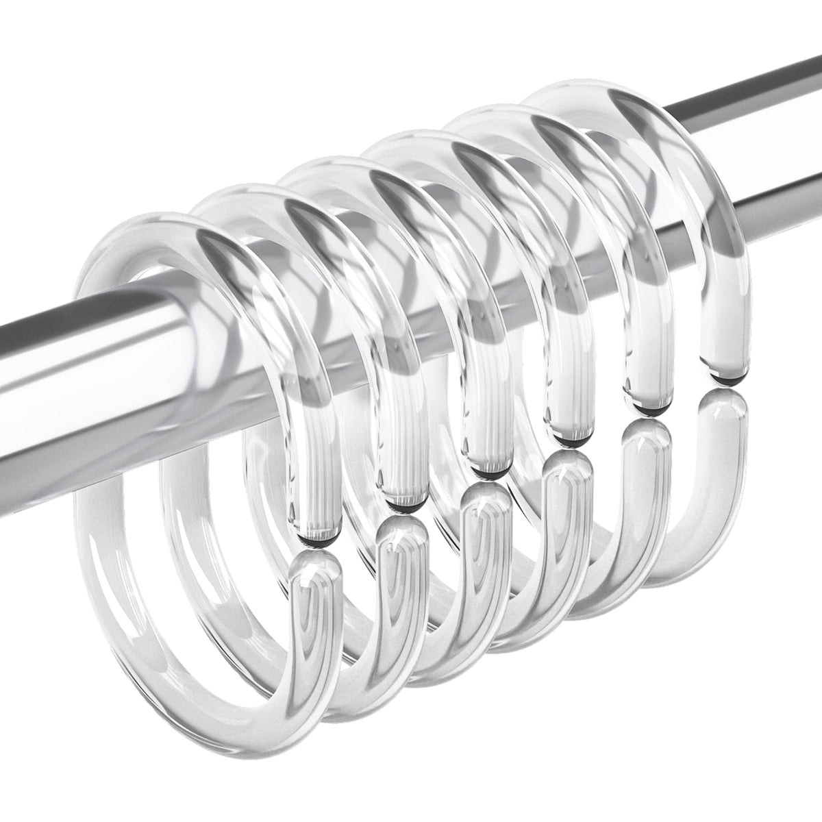Amazer White Shower Curtain Hooks Rings, 24 Pcs Plastic Shower Curtain Rings, Plastic Shower Curtain Hooks for Bathroom Shower Rod, White Shower Hooks Rings Loops for Shower Curtain