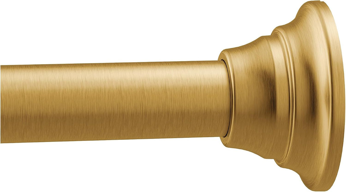 Moen TR1000BG 44-Inch to 72-Inch Adjustable Tension Mounted Straight Shower Curtain Rod, No Drilling Required, Brushed Gold Finish, Fits Standard Bathtubs