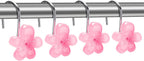 Flower Decorative Shower Curtain Hooks, Glow in The Dark, Set of 12, Pink
