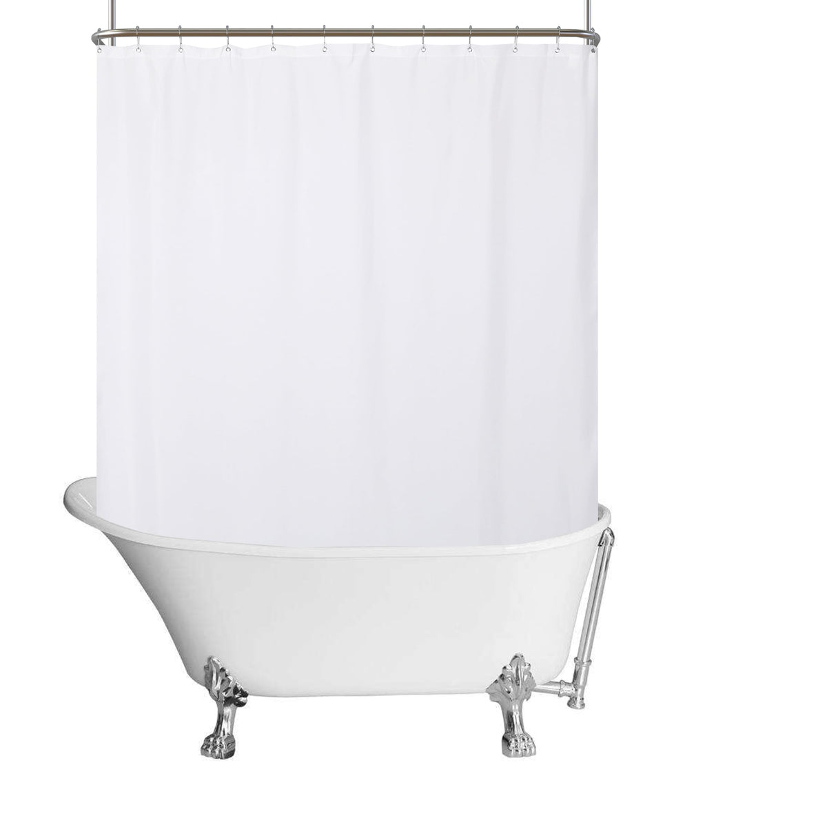 N&Y HOME Fabric Small Stall Shower Curtain Liner Extra Long 36x84, White