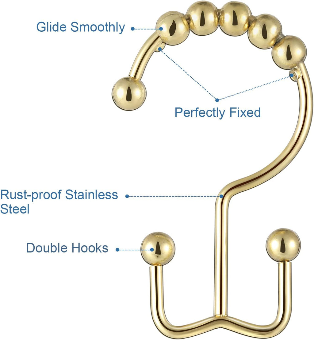 TOPROD Shower Curtain Hooks Rings Shower Curtain Hangers for Bathroom Hooks