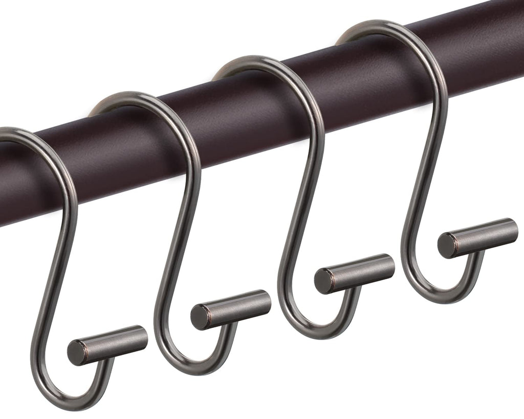 Nickel Shower Curtain Hooks, Rust Proof Shower Curtain Rings for Bathroom, Silver Metal Decorative Shower Curtain Hooks Hangers for Shower Curtain Rod, Set of 12 T-Bar Design