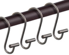 Nickel Shower Curtain Hooks, Rust Proof Shower Curtain Rings for Bathroom, Silver Metal Decorative Shower Curtain Hooks Hangers for Shower Curtain Rod, Set of 12 T-Bar Design