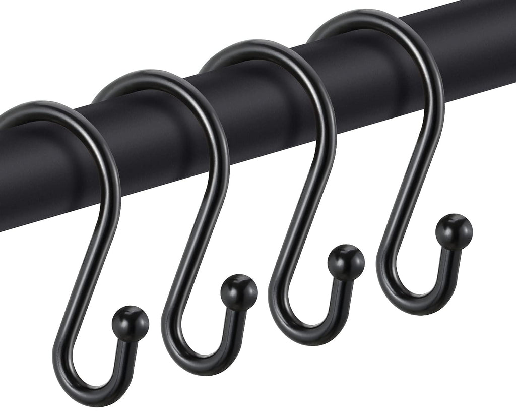 Gold Shower Curtain Rings Hooks, Set of 12 CHICTIE Decorative Shower Curtain Hooks, Premium Metal Rust Resistant S Shaped Hooks Hangers for Bathroom Curtains,Clothing, Towels, etc