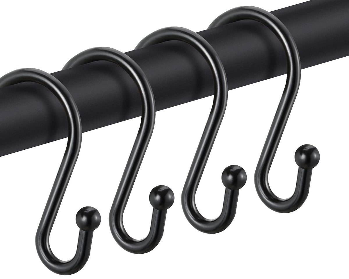 Gold Shower Curtain Rings Hooks, Set of 12 CHICTIE Decorative Shower Curtain Hooks, Premium Metal Rust Resistant S Shaped Hooks Hangers for Bathroom Curtains,Clothing, Towels, etc