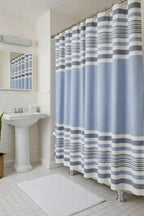 Serafina Home Nautical Striped Blue and White Fabric Shower Curtain:
