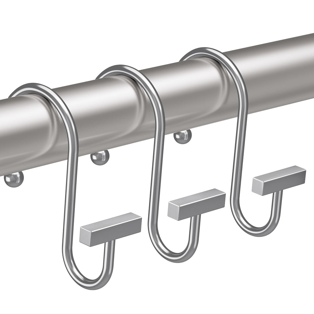 Bathway Shower Curtain Hooks, Black Shower Curtain Rings Rust Proof, 12PCS Shower Hooks for Shower Curtain, T-Bar Design Convenient Elegant Shower Curtain Hangers for Bathroom Kitchen Wardrobe