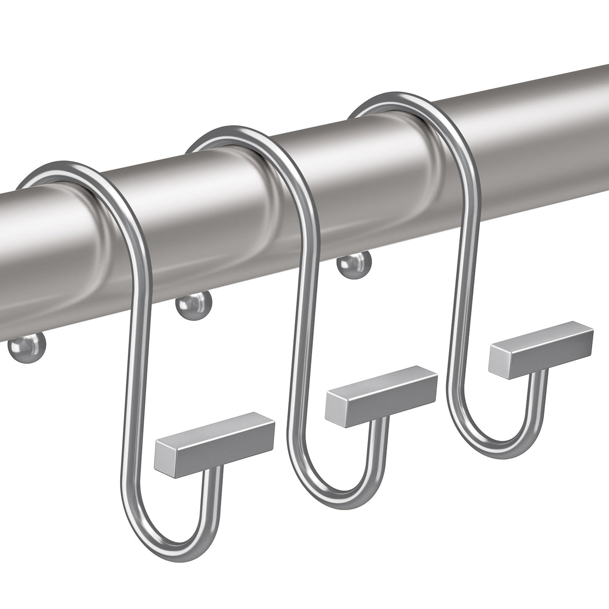 Bathway Shower Curtain Hooks, Black Shower Curtain Rings Rust Proof, 12PCS Shower Hooks for Shower Curtain, T-Bar Design Convenient Elegant Shower Curtain Hangers for Bathroom Kitchen Wardrobe